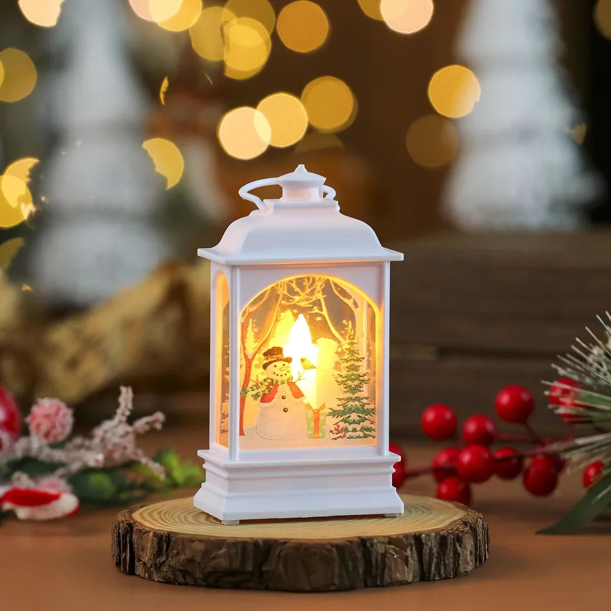 Christmas Lantern Wreath LED-Lit Warm Glow Indoor & Outdoor