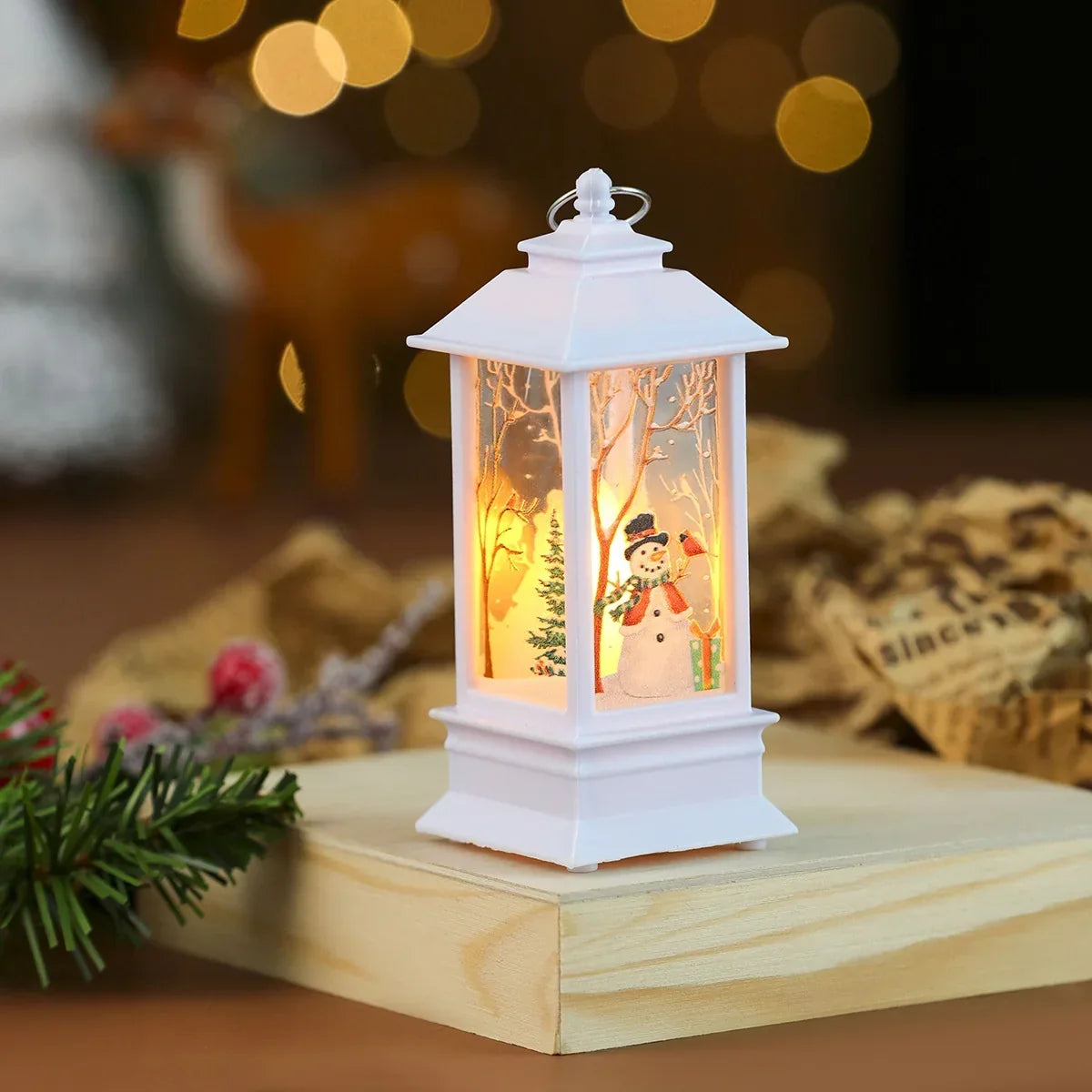 Christmas Lantern Wreath LED-Lit Warm Glow Indoor & Outdoor