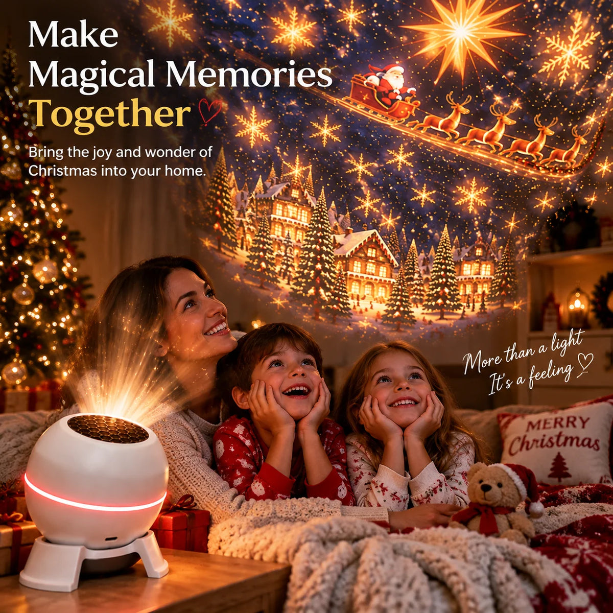 Christmas Light Projector Moving Figures USB Powered Compact⏎