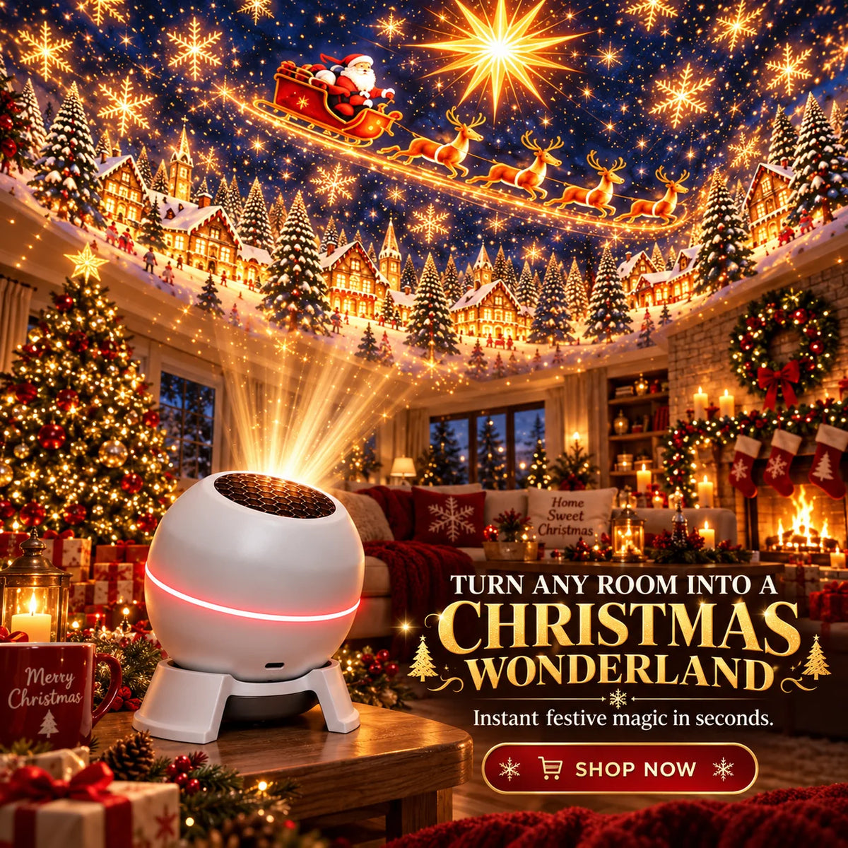 Christmas Light Projector Moving USB-Powered Compact