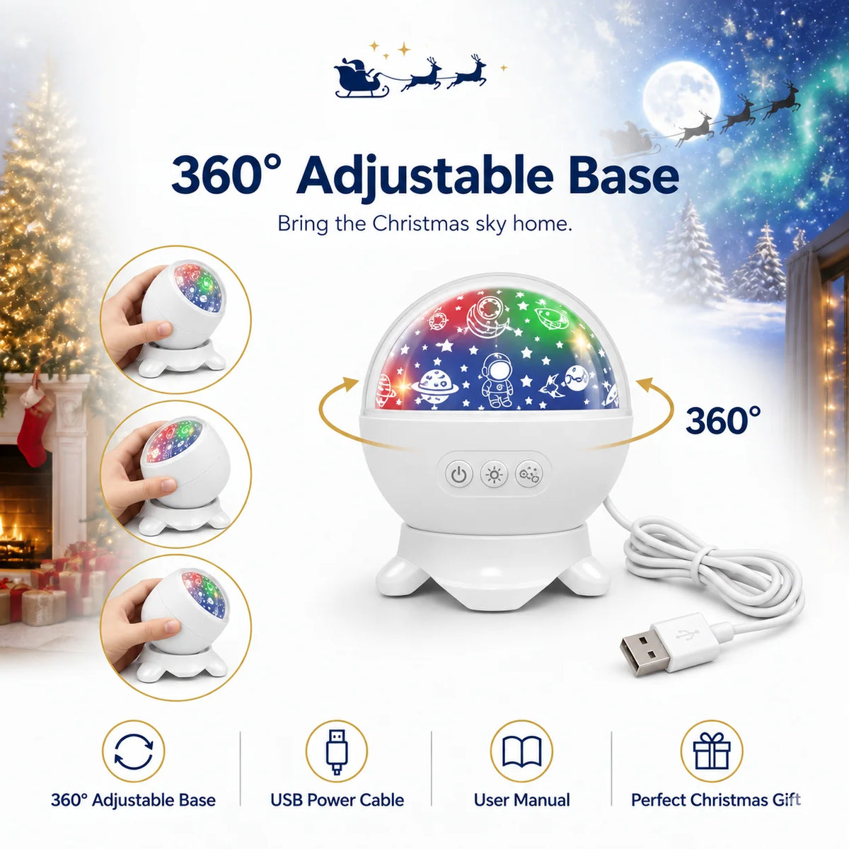 Christmas Light Projector Santa Sleigh & Reindeer Scene