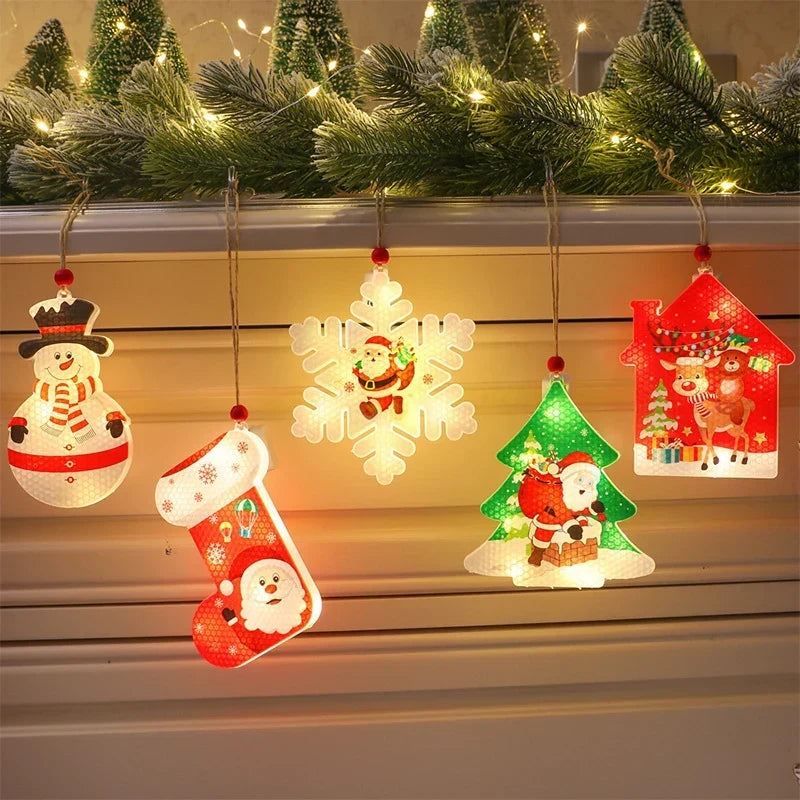 Christmas Ornament Energy-Saving LED Snowflake With Santa
