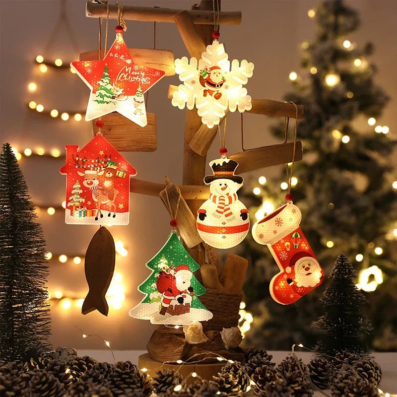 Christmas Ornament Energy-Saving LED Snowflake With Santa