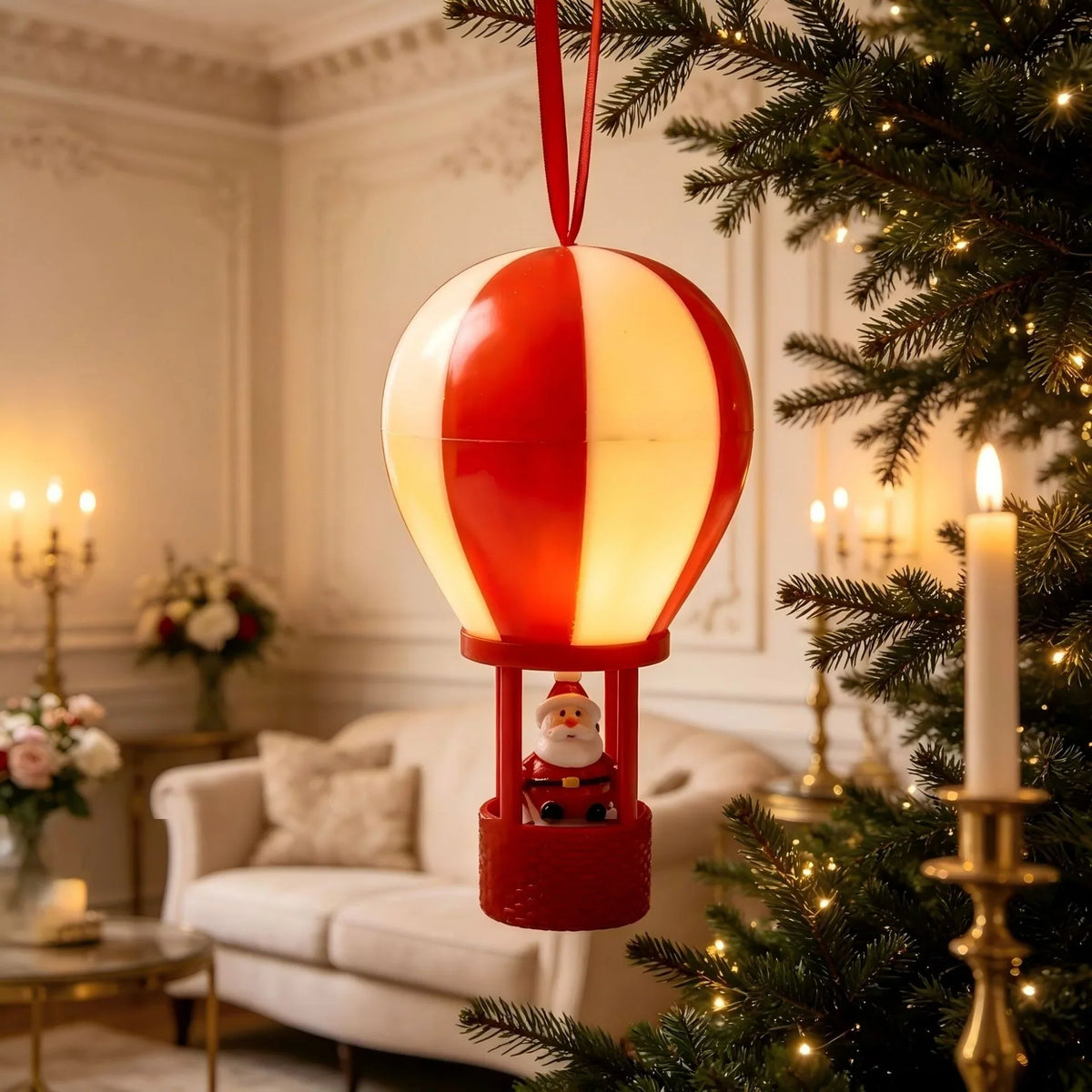 Christmas Ornament Hot Air Balloon Snowman Lightweight & Easy-Hang