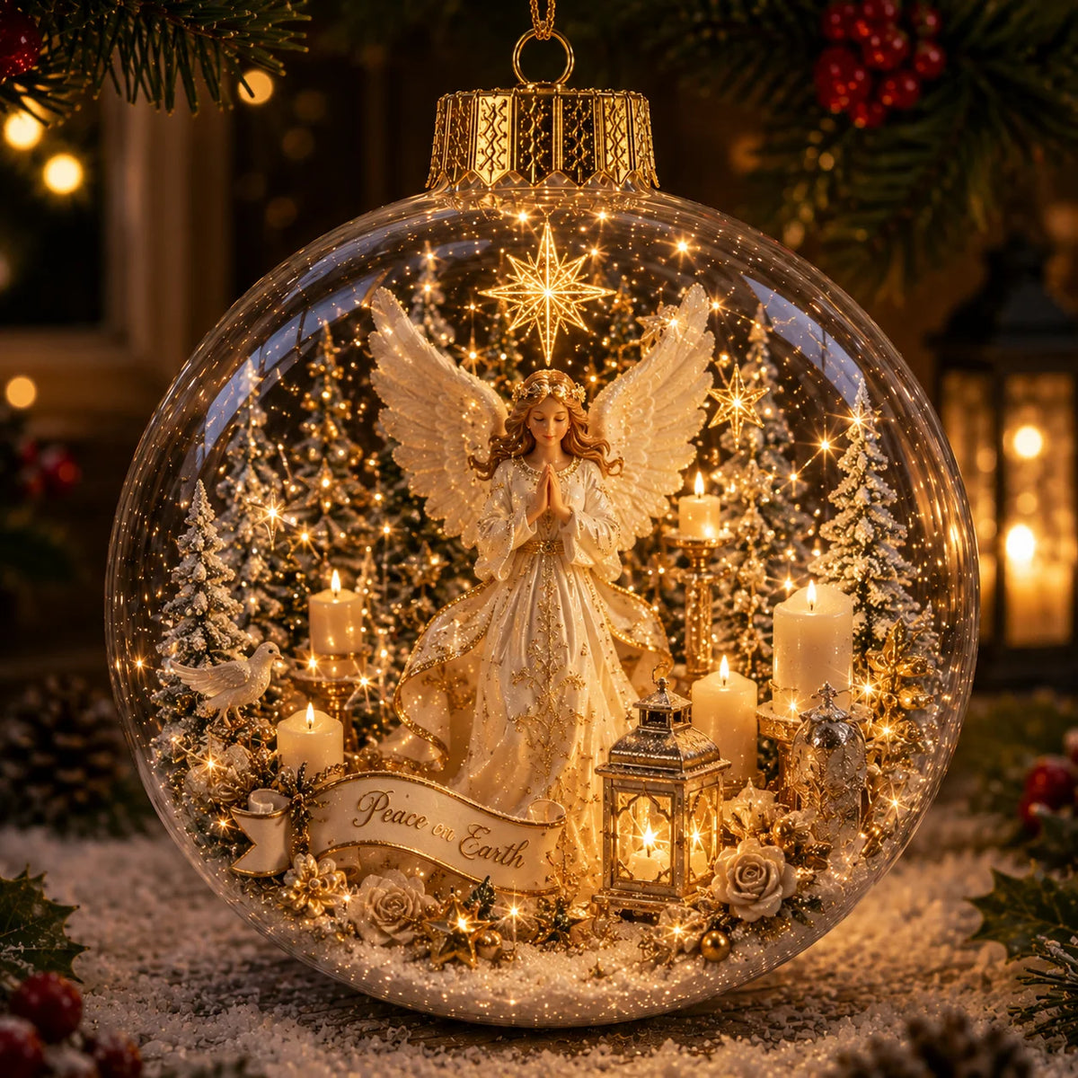 Christmas Ornament Light-Up Miniature Diorama Hanging Tabletop Display