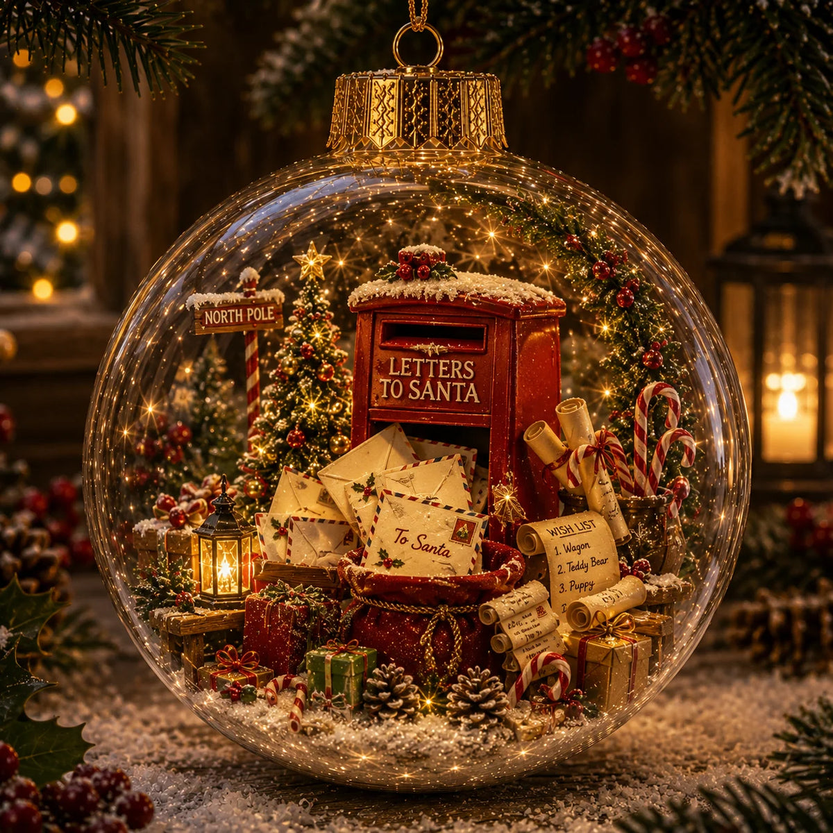 Christmas Ornament Light-Up Miniature Diorama Hanging Tabletop Display