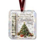 Christmas Ornament Money Holder Clear Acrylic With Ribbon