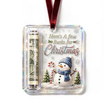 Christmas Ornament Money Holder Clear Acrylic With Ribbon