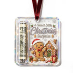 Christmas Ornament Money Holder Clear Acrylic With Ribbon