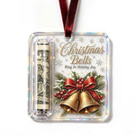 Christmas Ornament Money Holder Clear Acrylic With Ribbon