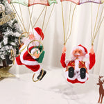 Christmas Ornament Parachuting Santa Musical Easy To Hang