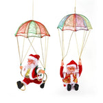 Christmas Ornament Parachuting Santa Musical Easy To Hang
