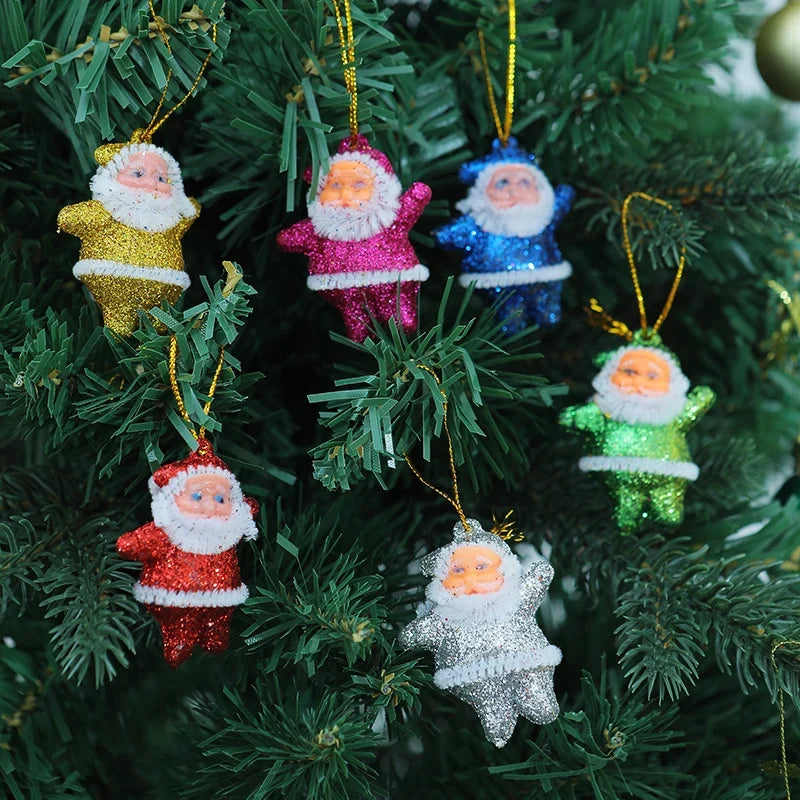 Christmas Ornament Set Santa Claus Shatterproof Plastic 6 Pack