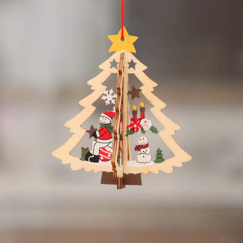 Christmas Ornaments Laser-Engraved Natural Wood