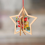 Christmas Ornaments Laser-Engraved Natural Wood