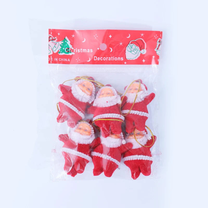 Christmas Ornaments Santa Design Shatterproof Plastic Set of Six