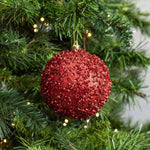 Christmas Ornaments Shatter-Resistant Red Glitter Set of 4