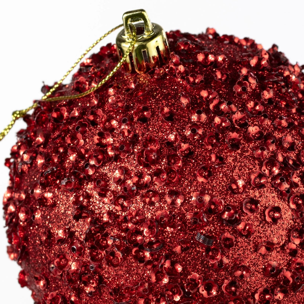 Christmas Ornaments Shatter-Resistant Red Glitter Set of 4