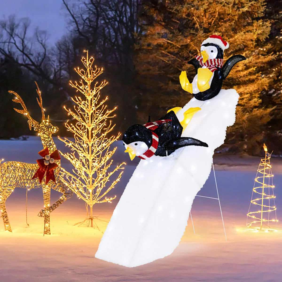 Christmas Penguin Decoration Pre-Lit 130 LED Weatherproof