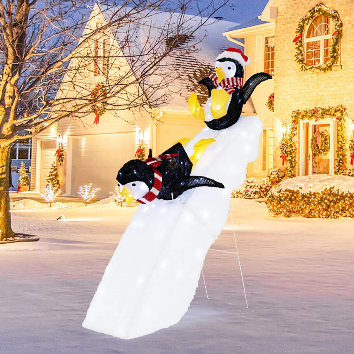 Christmas Penguin Decoration Pre-Lit 130 LED Weatherproof
