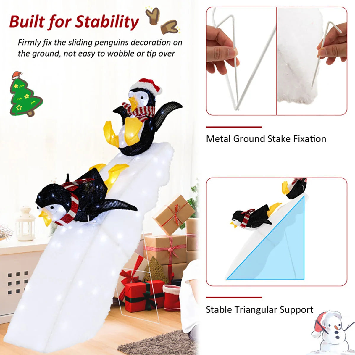 Christmas Penguin Decoration Pre-Lit 130 LED Weatherproof