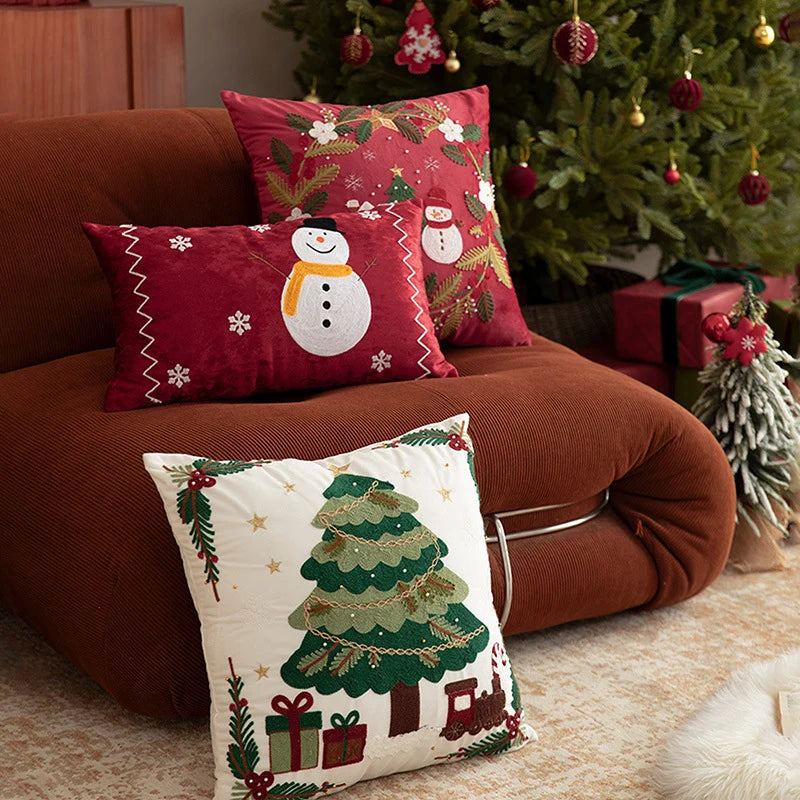 Christmas Pillow Cover Embroidered Sequins Concealed Zipper
