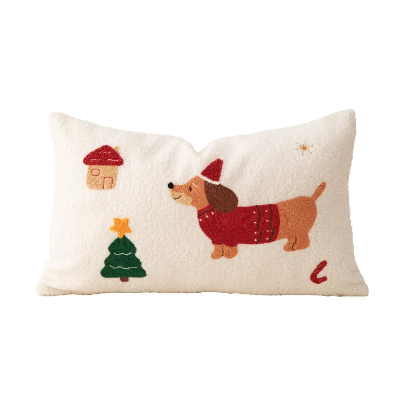Christmas Pillow Cover Embroidered Sequins Concealed Zipper
