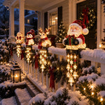 Christmas Porch Railing Lights Warm Glow Hanging Ornaments