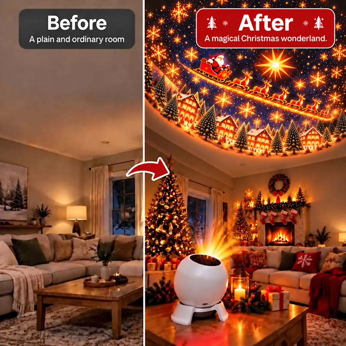 Christmas Projection Light USB Powered Wall & Ceiling Projector