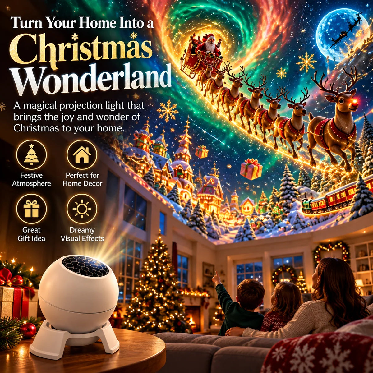 Christmas Projector Light Compact Tabletop Indoor