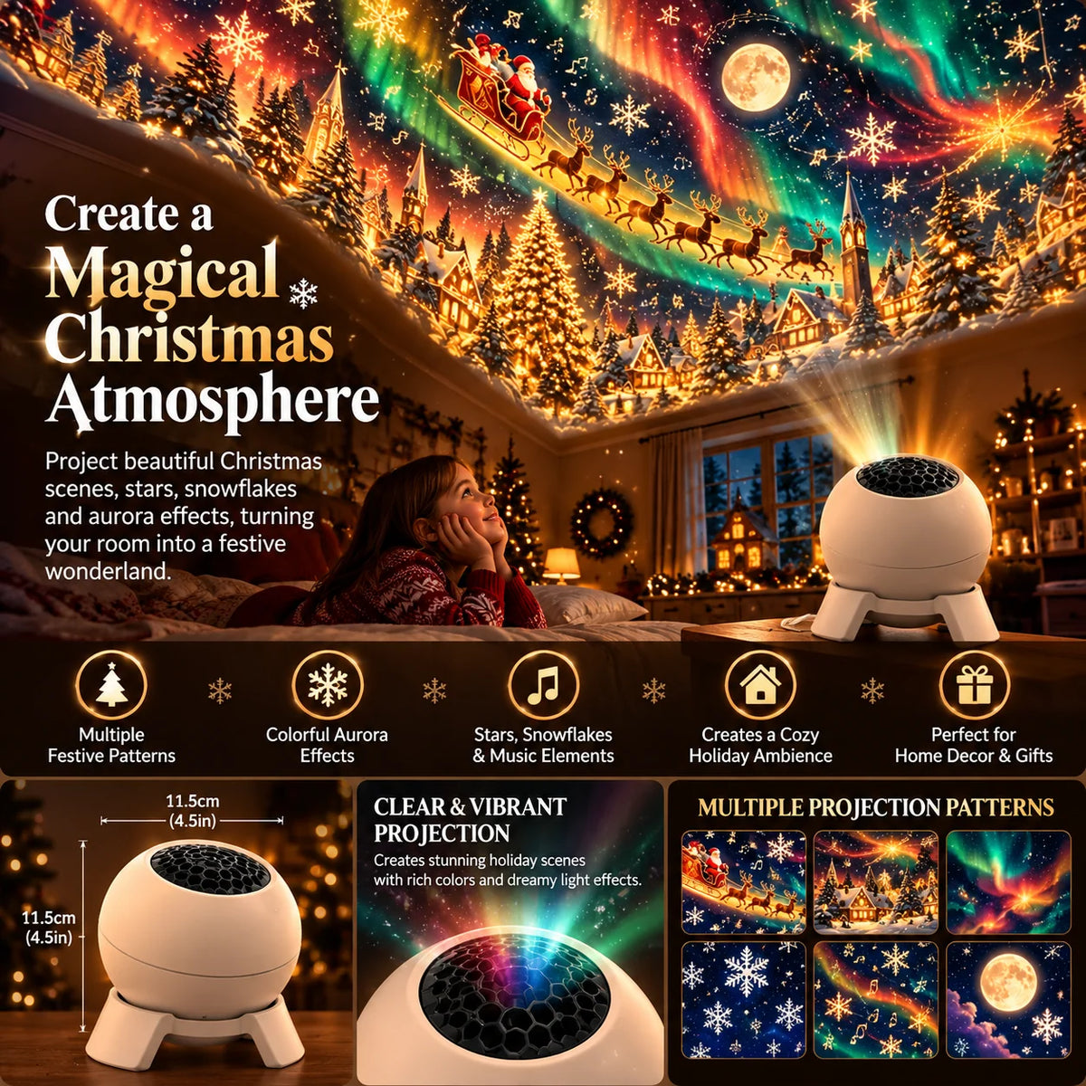 Christmas Projector Light Compact Tabletop Indoor