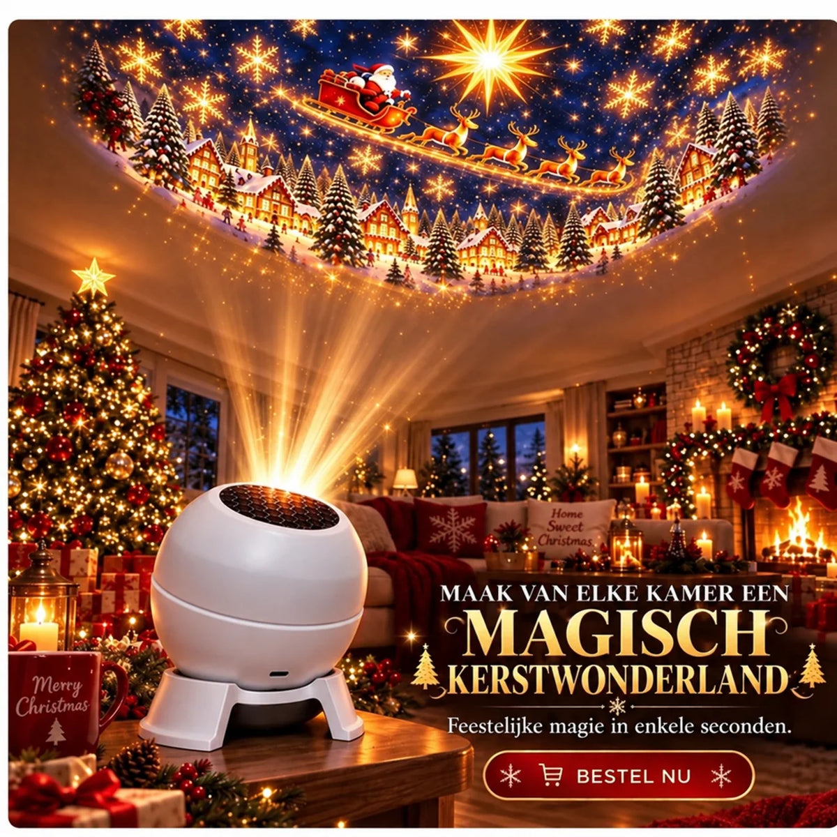Christmas Projector Light USB-Powered Wall & Ceiling Projection