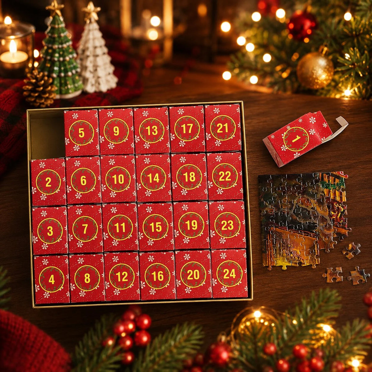 Christmas Puzzle Advent Calendar 1008 Pieces Poster Included
