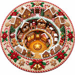 Christmas Rug Round Santa Print Easy-Clean