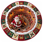 Christmas Rug Round Santa Print Easy-Clean
