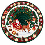 Christmas Rug Round Santa Print Easy-Clean