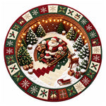 Christmas Rug Round Santa Print Easy-Clean