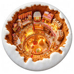 Christmas Rug Round Santa Print Easy-Clean