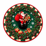 Christmas Rug Round Santa Print Easy-Clean