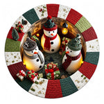 Christmas Rug Round Santa Print Easy-Clean