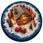 Christmas Rug Round Santa Print Easy-Clean