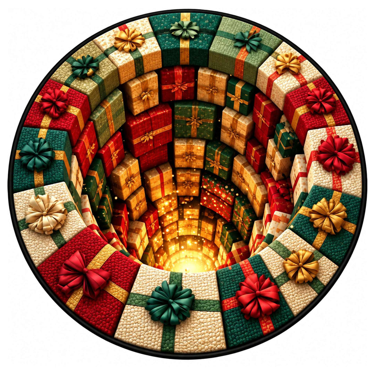 Christmas Rug Round Santa Print Easy-Clean