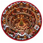 Christmas Rug Round Santa Print Easy-Clean