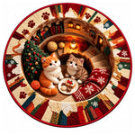 Christmas Rug Round Santa Print Easy-Clean