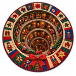 Christmas Rug Round Santa Print Easy-Clean