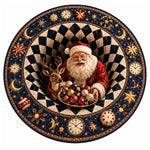 Christmas Rug Round Santa Print Easy-Clean