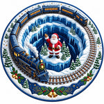 Christmas Rug Round Santa Print Easy-Clean