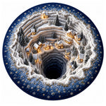 Christmas Rug Round Santa Print Easy-Clean