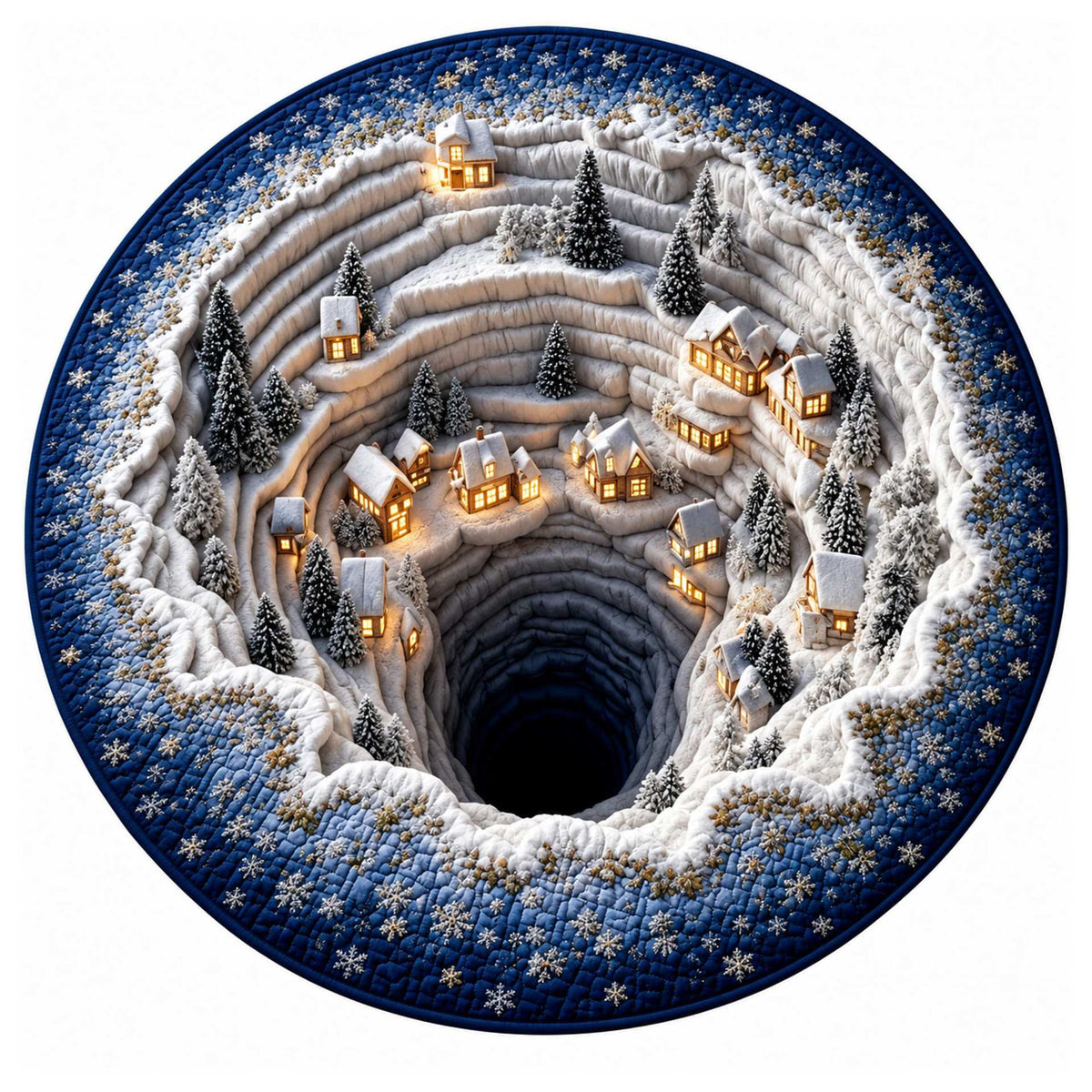 Christmas Rug Round Santa Print Easy-Clean