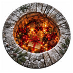 Christmas Rug Round Santa Print Easy-Clean
